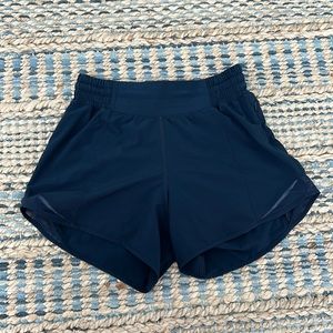 Navy Lululemon Hotty Hot Short, Size 4, Inseam 4 inch, Good as new.
